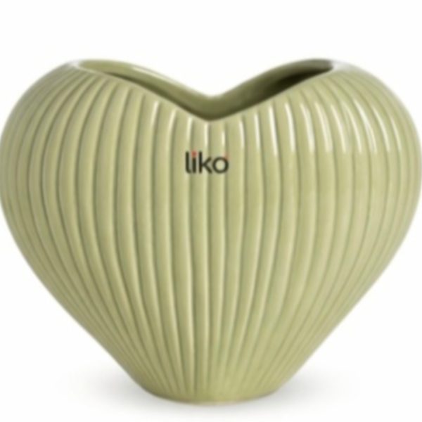 Vaso Cuore rigato VERDE SALVIA