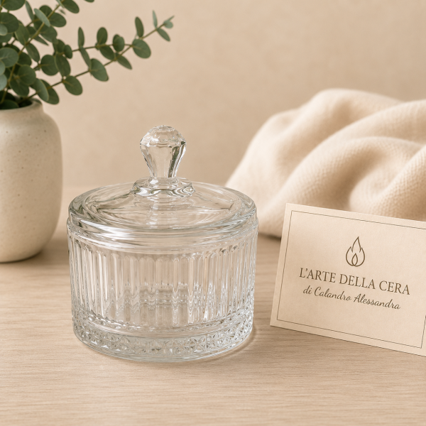 Contenitore in Vetro decorato con coperchio  (460)